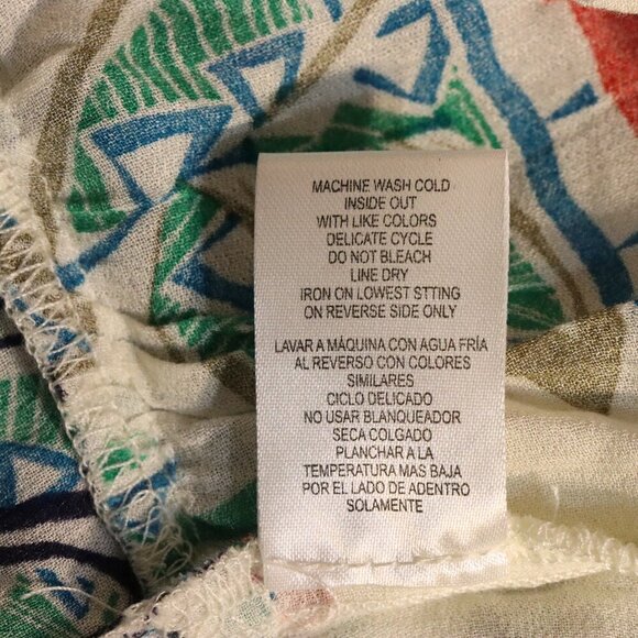 Democracy rayon 3/4 length sleeves lightweight shirt, white green and blue shirt - Picture 10 of 10